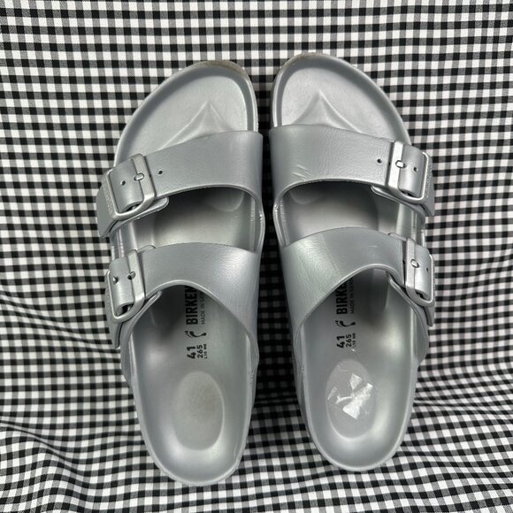 Birkenstock Arizona Essentials Slide EVA Rubber Silver Sandal EU 41 / Women's 10 - Picture 1 of 4